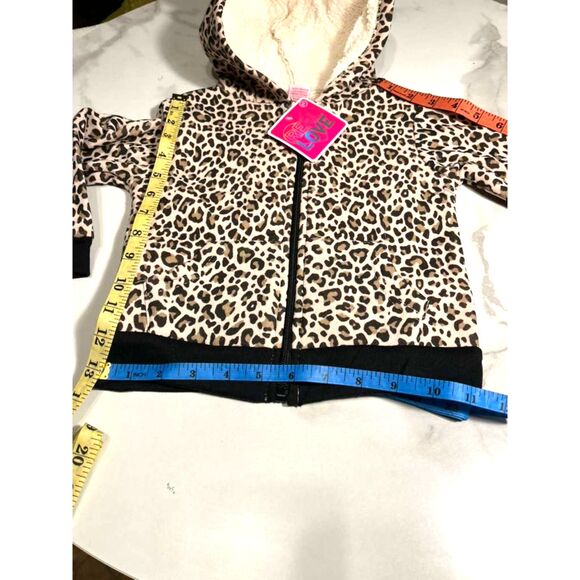 Girls Leopard Sherpa Hooded Jacket with Ears Zip Up – Size 3T real love - Picture 7 of 11